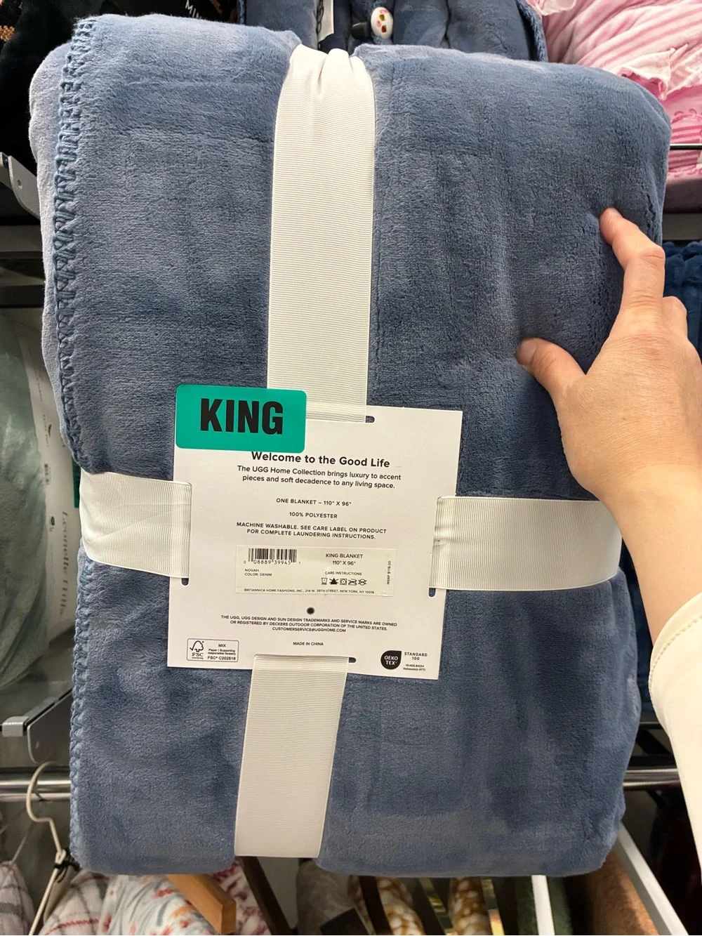 UGG Novah Plush Blanket in Slate Blue